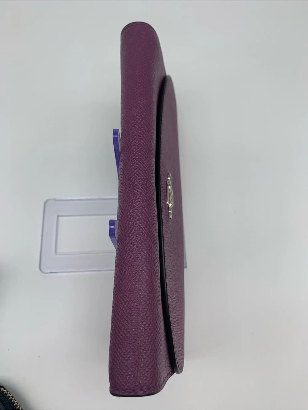 Coach Purple Crossgrain Leather Slim Envelope Wallet Gold Hardware